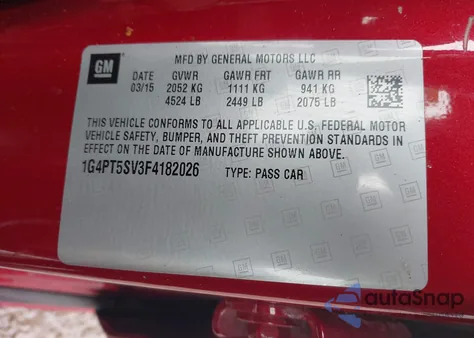 2015 Buick Verano Premium Turbo Group из США, поврежденный, VIN 1G4PT5SV3F4182026